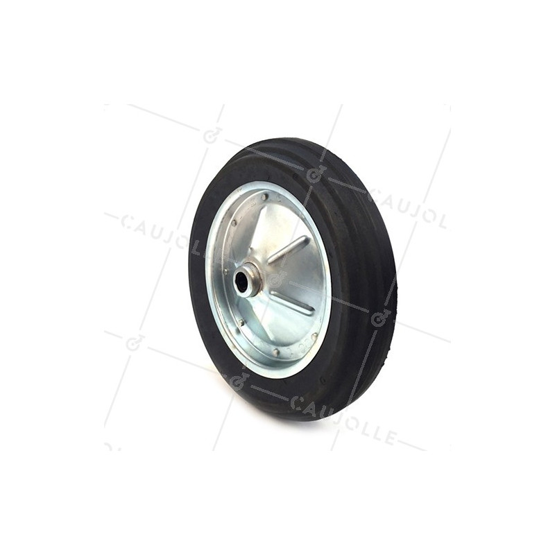 ROUE DE BROUETTE INCREVABLE CAOUTCHOUC DUR DIAMÈTRE 400 MM AXE 20 MM S600