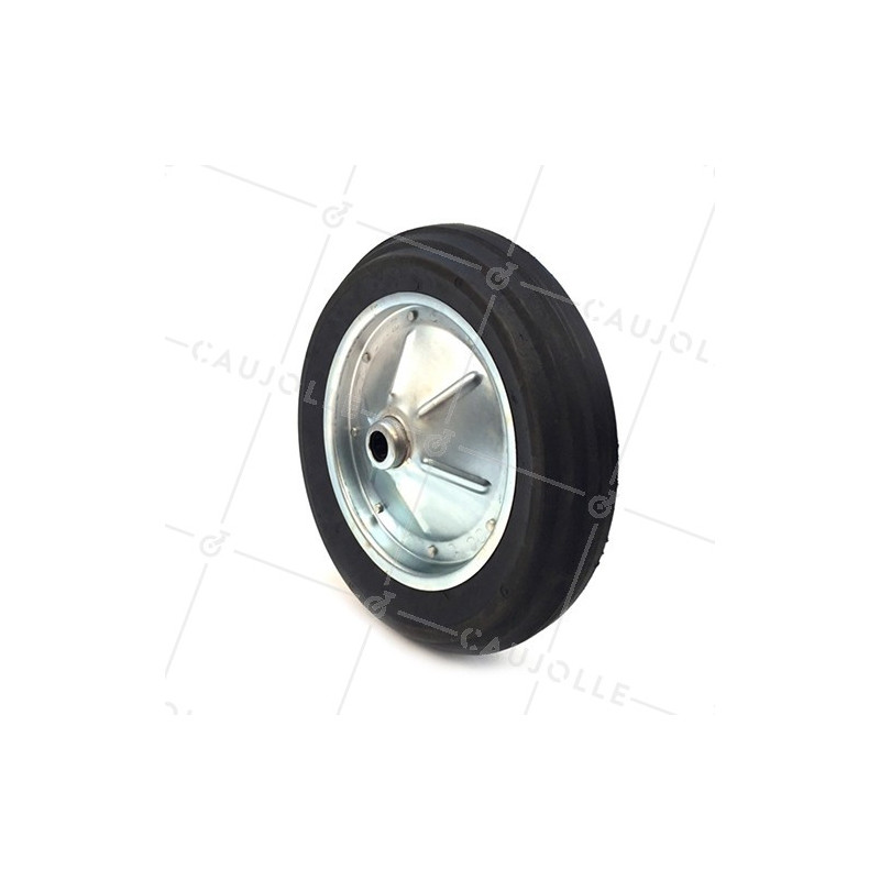 ROUE DE BROUETTE INCREVABLE CAOUTCHOUC DUR DIAMÈTRE 400 MM AXE 25 MM S600
