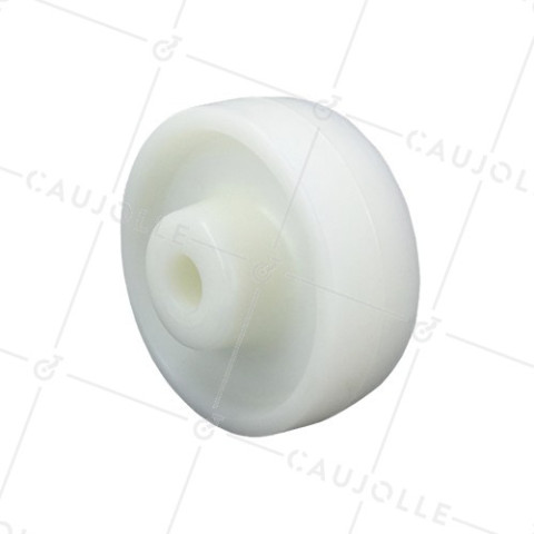 RUEDA DE NAILON FUERTE CAMBIO DE DIÁMETRO 125 MM, CARGA 600 KG MM EJE 20 MM LISO • Caujolle