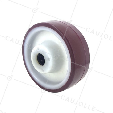 ROUE INDUSTRIELLE POLYURÉTHANE ROUGE DIAMÈTRE 125 MM AXE 20 MM A ROULEAUX • Caujolle