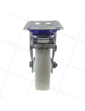 Roulette pivotante à frein INOX diamètre 150mm caoutchouc souple