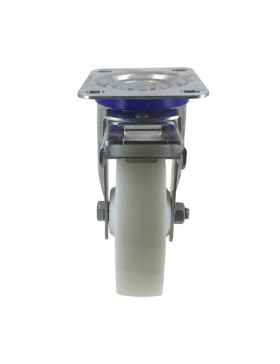 Roulette pivotante à frein INOX diamètre 150mm caoutchouc souple