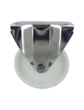RUEDA DE ACERO INOXIDABLE Y NAILON, FIJA, 150 MM DE DIÁMETRO Y CARGA DE 150 KG