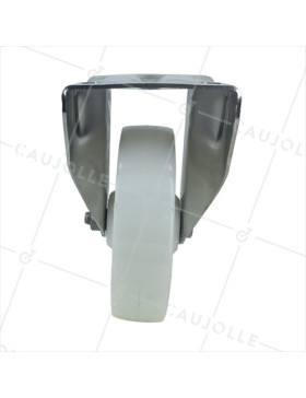 RUEDA DE ACERO INOXIDABLE Y NAILON, FIJA, 150 MM DE DIÁMETRO Y CARGA DE 150 KG