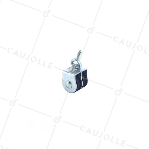 POLEA DE PITÓN CON DOBLE RODILLO, 20 MM DE DIÁMETRO, CARGA DE 10 KG, EJE DE 8 MM PARA CABLE DE 4 MM • Caujolle
