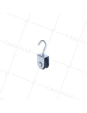 POLEA CON GANCHO CON DIÁMETRO DE 20 MM, CARGA DE 60 KG, PARA CABLE DE 9 MM • Caujolle