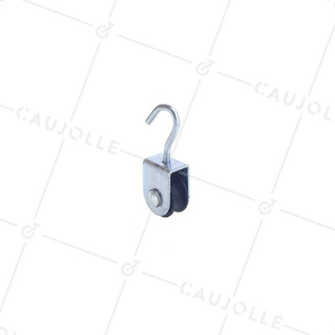POLEA CON GANCHO CON DIÁMETRO DE 20 MM, CARGA DE 60 KG, PARA CABLE DE 9 MM • Caujolle