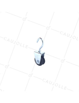 POLEA CON GANCHO y DIÁMETRO DE 25 MM, CARGA DE 6 KG, PARA CABLE DE 6 MM • Caujolle