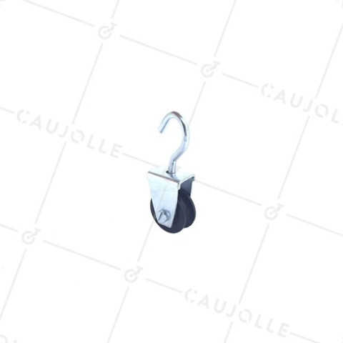 POLEA CON GANCHO y DIÁMETRO DE 25 MM, CARGA DE 6 KG, PARA CABLE DE 6 MM • Caujolle