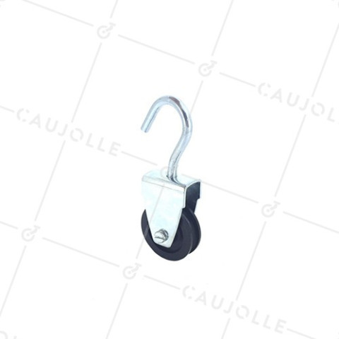 POLEA CON GANCHO Y DIÁMETRO DE 40 MM, CARGA DE 60 KG, PARA CABLE DE 8 MM • Caujolle