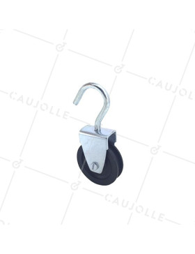 POLEA CON GANCHO Y DIÁMETRO DE 50 MM, CARGA DE 60 KG, PARA CABLE DE 8 MM • Caujolle