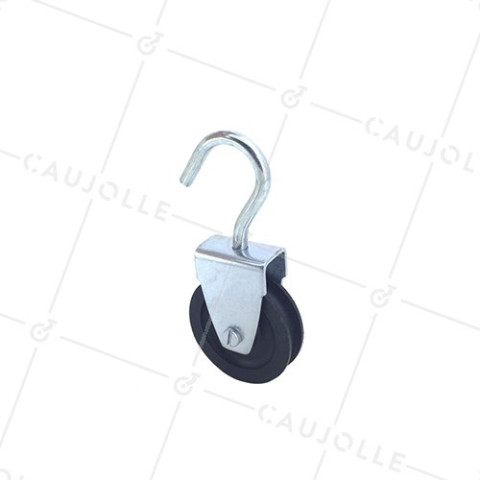 POLEA CON GANCHO Y DIÁMETRO DE 50 MM, CARGA DE 60 KG, PARA CABLE DE 8 MM • Caujolle