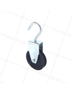 POLEA CON GANCHO Y DIÁMETRO DE 60 MM, CARGA DE 60 KG, PARA CABLE DE 8 MM • Caujolle