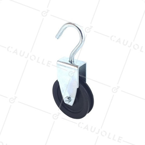 POLEA CON GANCHO Y DIÁMETRO DE 60 MM, CARGA DE 60 KG, PARA CABLE DE 8 MM • Caujolle