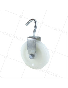 POLEA CON GANCHO Y DIÁMETRO DE 80 MM, CARGA DE 100 KG, PARA CABLE DE 8 MM • Caujolle