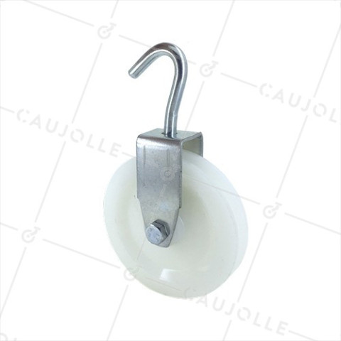 POLEA CON GANCHO Y DIÁMETRO DE 80 MM, CARGA DE 100 KG, PARA CABLE DE 8 MM • Caujolle