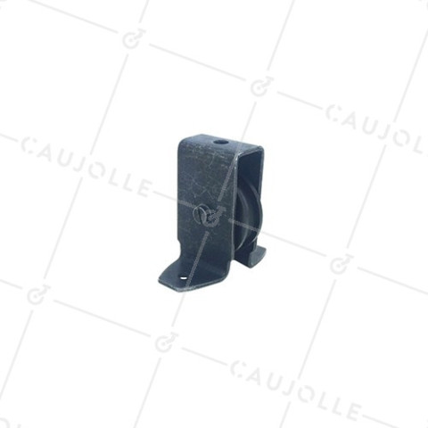 Polea negra con patas, diámetro 40 mm, carga 60 kg para cable de 8 mm. • Caujolle