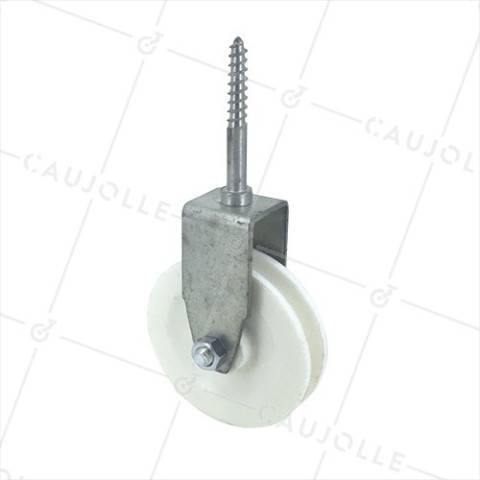 POLEA CON TIRAFONDO Y DIÁMETRO DE 80 MM, CARGA DE 100 KG, PARA CABLE DE 8 MM • Caujolle