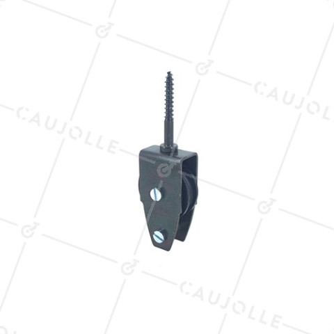 POLEA NEGRA CON TIRAFONDO Y DIÁMETRO DE 40 MM, CARGA DE 60 KG, PARA CABLE DE 8 MM • Caujolle