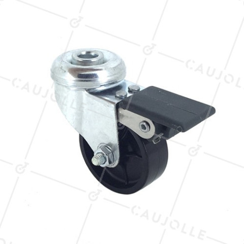 RUEDA PARA MUEBLES GIRATORIA CON AGUJERO PASANTE, FRENO Y UN DIÁMETRO DE 50 MM CARGA 40 KG - S21PP 50BL • Caujolle