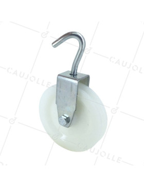 POLEA CON GANCHO Y DIÁMETRO DE 100 MM, CARGA DE 100 KG, PARA CABLE DE 9 MM • Caujolle