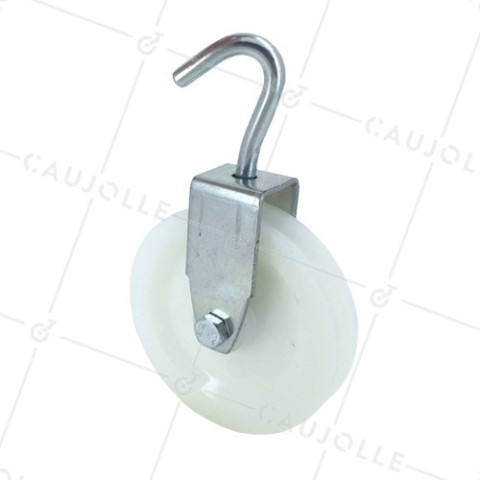 POLEA CON GANCHO Y DIÁMETRO DE 100 MM, CARGA DE 100 KG, PARA CABLE DE 9 MM • Caujolle