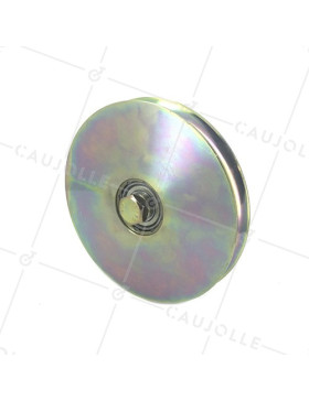 RUEDA DE PUERTA CORREDIZA CON RANURA REDONDA ESTRECHA DIÁMETRO 160 MM PARA RAIL REDONDO DE 16 MM CARGA 550 KG EJE 14 MM - GAGR160E • Caujolle