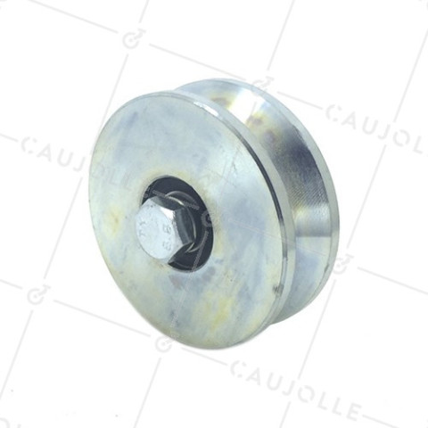 RUEDA DE PORTAL ANCHO CON UN DIÁMETRO DE 100 MM PARA RAÍL TRIANGULAR UNIVERSAL CARGA 600 KG EJE 14 MM - GAGV100L • Caujolle
