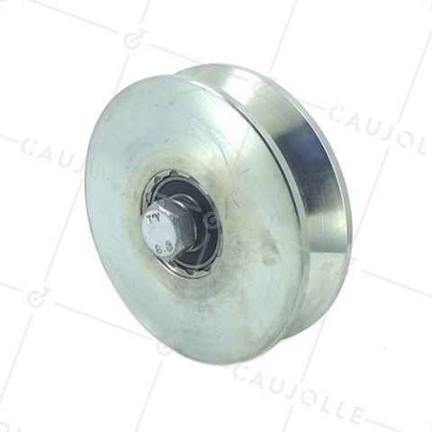 Rueda DE PORTAIL GRAN DIÁMETRO 120 MM PARA RAIL TRIANGULAR UNIVERSAL CARGA 600 KG EJE 14 MM - GAGV120L • Caujolle
