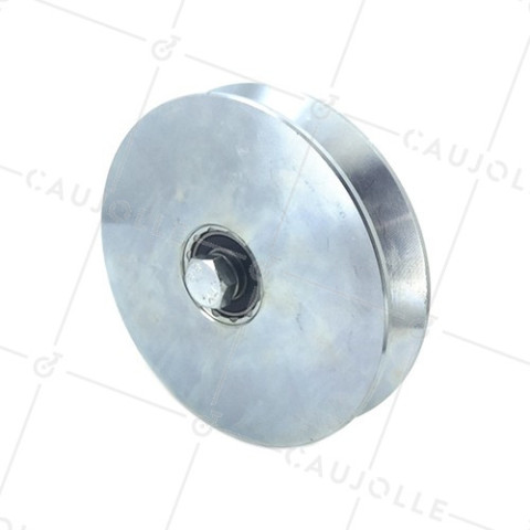 RUEDA DE PORTAL ANCHO CON UN DIÁMETRO DE 160 MM PARA RAÍL TRIANGULAR UNIVERSAL CARGA 600 KG EJE 14 MM - GAGV160L • Caujolle