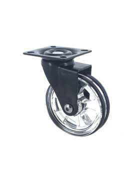 RUEDA DE DISEÑO TRANSPARENTE NEGRA CON UN DIÁMETRO DE 75 MM CARGA 50 KG - CRYSTAL V75P