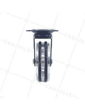 RUEDA DE DISEÑO TRANSPARENTE NEGRA CON UN DIÁMETRO DE 75 MM CARGA 50 KG - CRYSTAL V75P