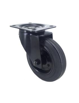 RUEDA DE DISEÑO INDUSTRIAL NEGRA DE CAUCHO CON UN DIÁMETRO DE 160 MM CARGA 150 KG - S72C 160NOIRE