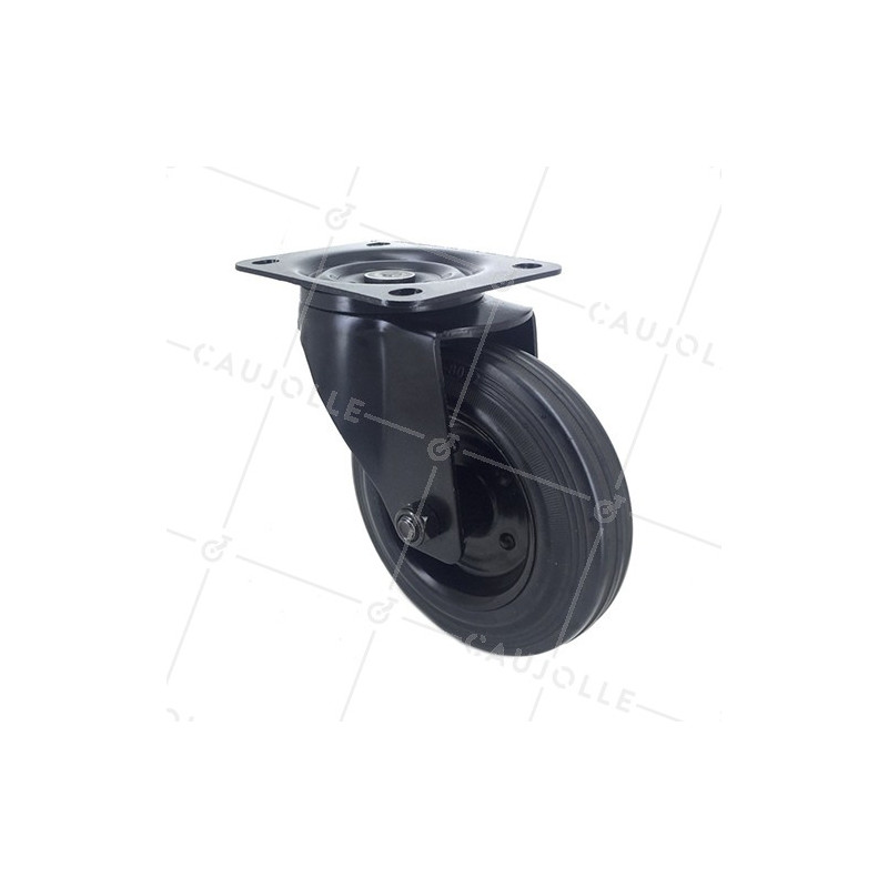RUEDA DE DISEÑO INDUSTRIAL NEGRA DE CAUCHO CON UN DIÁMETRO DE 160 MM CARGA 150 KG - S72C 160NOIRE