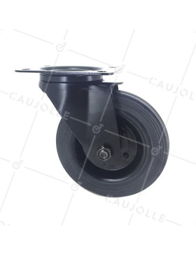 RUEDA DE DISEÑO INDUSTRIAL NEGRA DE CAUCHO CON UN DIÁMETRO DE 160 MM CARGA 150 KG - S72C 160NOIRE