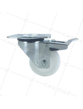Roulette manutention à frein en polypropylène diamètre 80mm