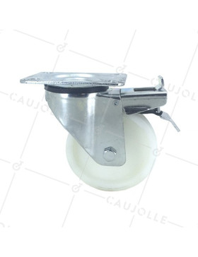Roulette manutention à frein en polypropylène diamètre 100mm