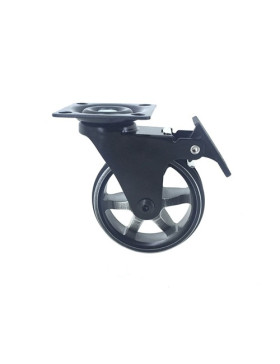 RUEDA DE DISEÑO DE ALUMINIO NEGRO PULIDO CON FRENO DIÁMETRO DE 75 MM CARGA 45 KG - BLACKSTYL75PAF