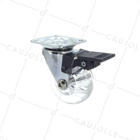 RUEDA GIRATORIA DE DISEÑO CON FRENO FLEXIBLE TRANSPARENTE CON UN DIÁMETRO DE 50 MM CARGA 40 KG - S140TR 50PAF • Caujolle