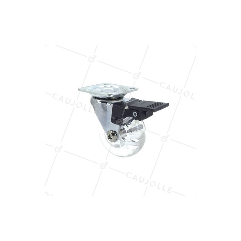 RUEDA GIRATORIA DE DISEÑO CON FRENO FLEXIBLE TRANSPARENTE CON UN DIÁMETRO DE 50 MM CARGA 40 KG - S140TR 50PAF