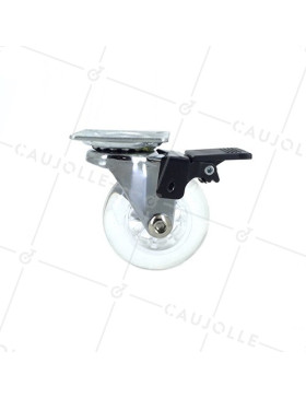 RUEDA GIRATORIA DE DISEÑO CON FRENO FLEXIBLE TRANSPARENTE CON UN DIÁMETRO DE 50 MM CARGA 40 KG - S140TR 50PAF