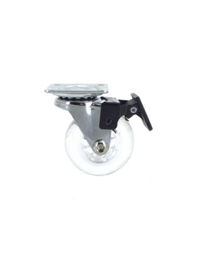 RUEDA GIRATORIA DE DISEÑO CON FRENO FLEXIBLE TRANSPARENTE CON UN DIÁMETRO DE 50 MM CARGA 40 KG - S140TR 50PAF