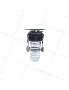 RUEDA GIRATORIA DE DISEÑO CON FRENO FLEXIBLE TRANSPARENTE CON UN DIÁMETRO DE 50 MM CARGA 40 KG - S140TR 50PAF