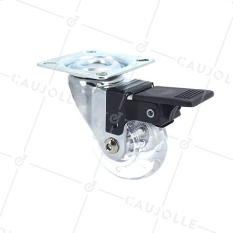 RUEDA GIRATORIA CON FRENO TRANSPARENTE DE DISEÑO CON UN DIÁMETRO DE 60 MM CARGA 50 KG - S140TR 60PAF • Caujolle
