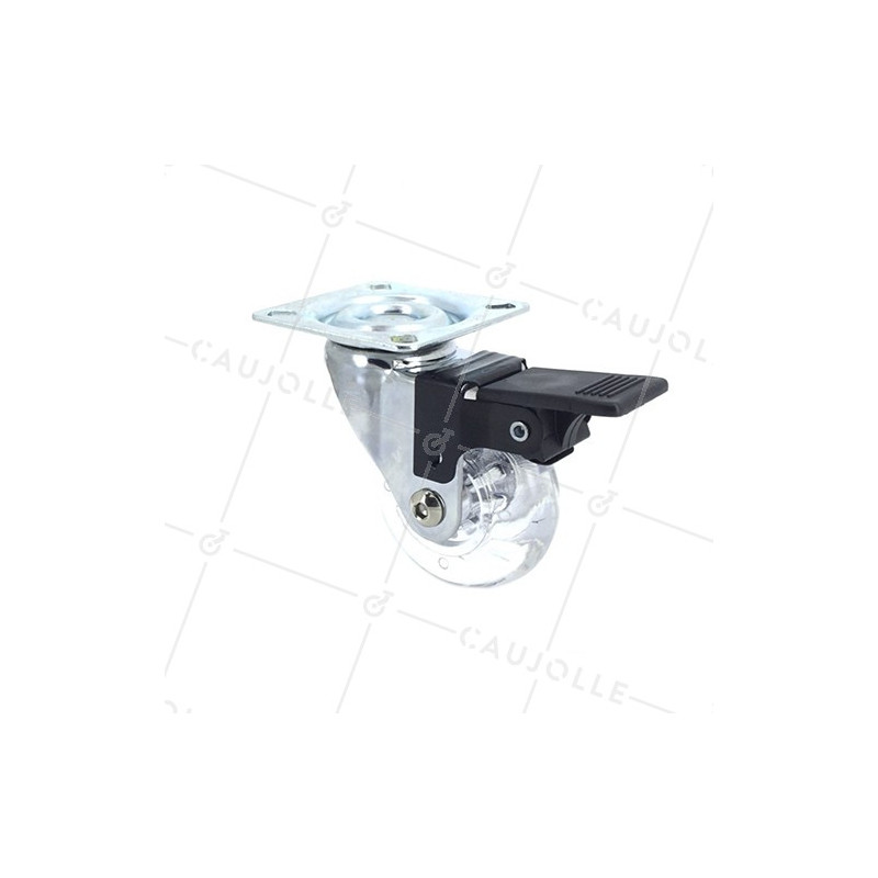 RUEDA GIRATORIA CON FRENO TRANSPARENTE DE DISEÑO CON UN DIÁMETRO DE 60 MM CARGA 50 KG - S140TR 60PAF