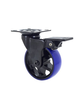 Rotante DISEÑO EN ALUMINIO CEPILLADO NEGRO Y AZUL CON FRENOS DIÁMETRO 75MM CARGA 45KG - BLACKBLUE75P