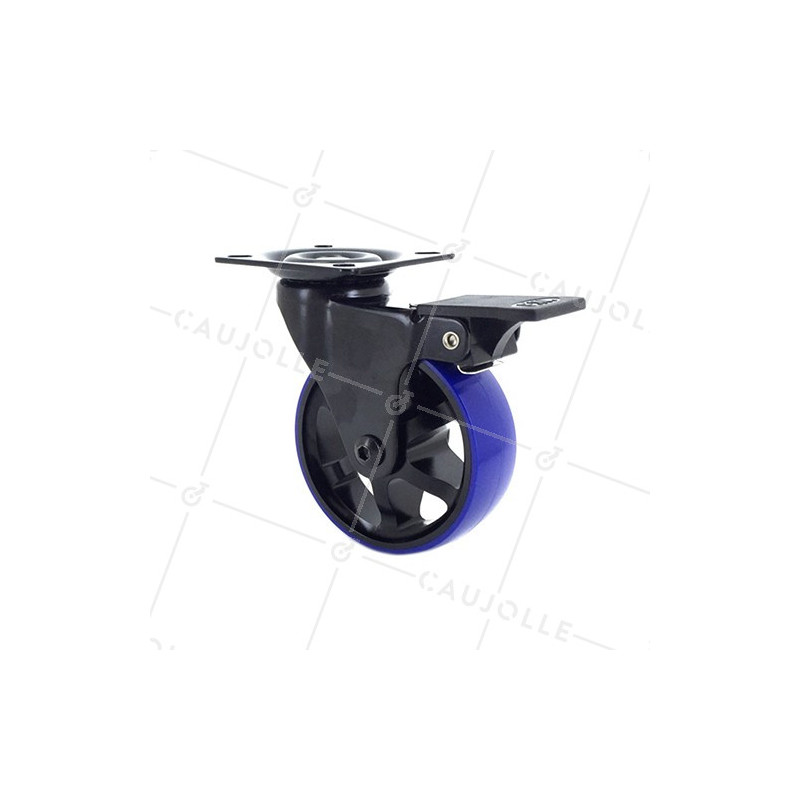 Rotante DISEÑO EN ALUMINIO CEPILLADO NEGRO Y AZUL CON FRENOS DIÁMETRO 75MM CARGA 45KG - BLACKBLUE75P