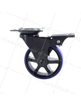 Rotante DISEÑO EN ALUMINIO CEPILLADO NEGRO Y AZUL CON FRENOS DIÁMETRO 75MM CARGA 45KG - BLACKBLUE75P