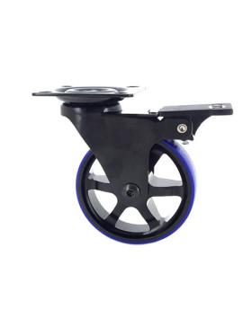 Rotante DISEÑO EN ALUMINIO CEPILLADO NEGRO Y AZUL CON FRENOS DIÁMETRO 75MM CARGA 45KG - BLACKBLUE75P