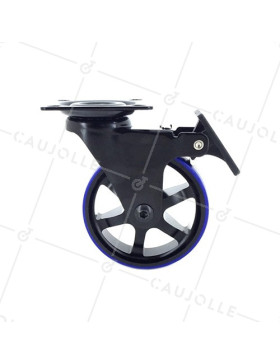 Rotante DISEÑO EN ALUMINIO CEPILLADO NEGRO Y AZUL CON FRENOS DIÁMETRO 75MM CARGA 45KG - BLACKBLUE75P